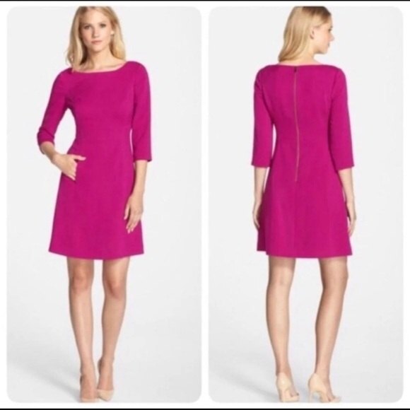 VINCE CAMUTO Crepe A-Line Dress in Magenta 4 - Picture 2 of 12